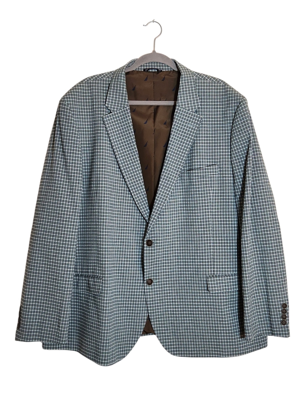 Nautica Mens Green and Black Check Blazer Size 54R